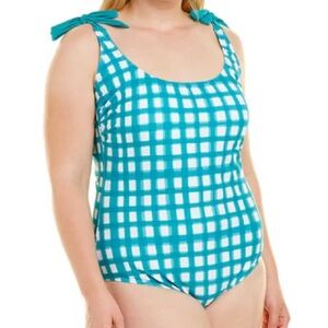 Gingham Plus Size One-Piece Swimsuit With Adjustable Straps